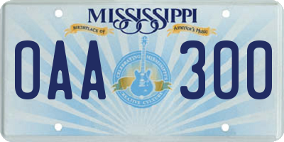 MS license plate OAA300