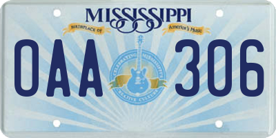 MS license plate OAA306