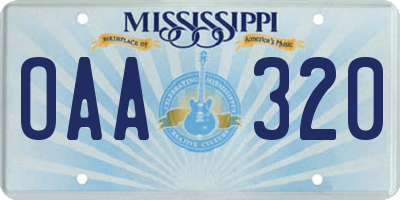 MS license plate OAA320