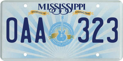 MS license plate OAA323