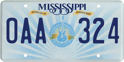 MS license plate OAA324