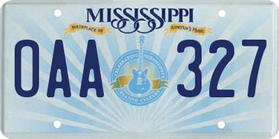 MS license plate OAA327