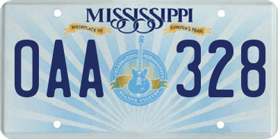 MS license plate OAA328