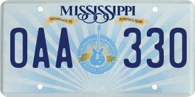 MS license plate OAA330