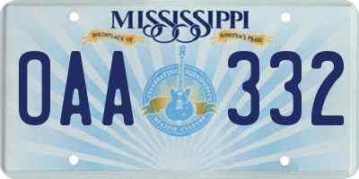 MS license plate OAA332