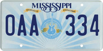 MS license plate OAA334