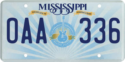 MS license plate OAA336