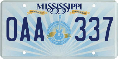 MS license plate OAA337