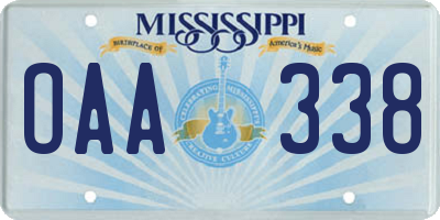 MS license plate OAA338
