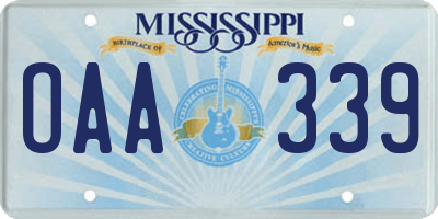 MS license plate OAA339