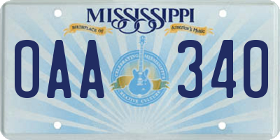 MS license plate OAA340