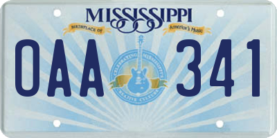 MS license plate OAA341