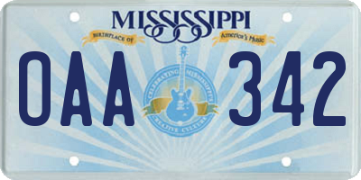 MS license plate OAA342