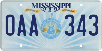 MS license plate OAA343
