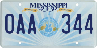 MS license plate OAA344