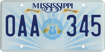 MS license plate OAA345