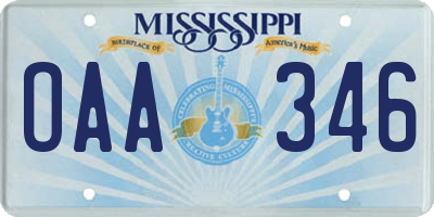 MS license plate OAA346