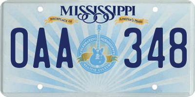 MS license plate OAA348