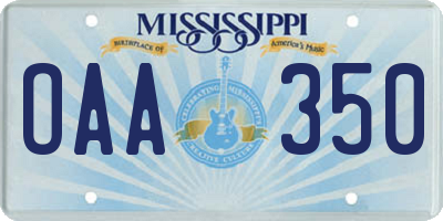 MS license plate OAA350