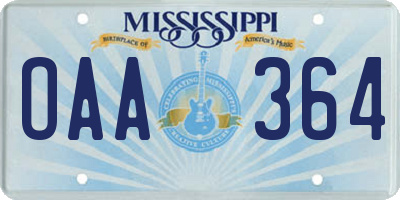 MS license plate OAA364