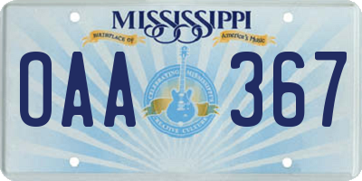 MS license plate OAA367