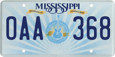 MS license plate OAA368