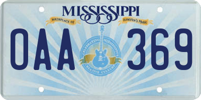 MS license plate OAA369