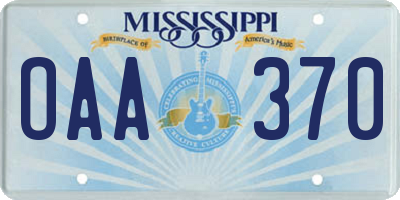 MS license plate OAA370