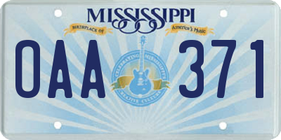 MS license plate OAA371