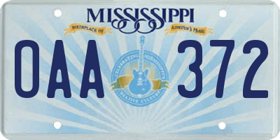 MS license plate OAA372