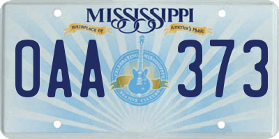 MS license plate OAA373