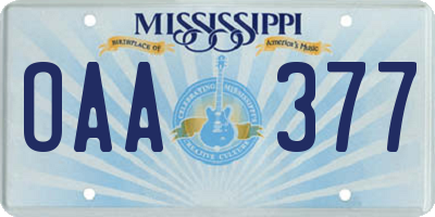 MS license plate OAA377