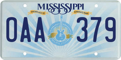 MS license plate OAA379