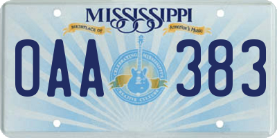 MS license plate OAA383