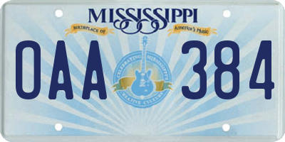 MS license plate OAA384
