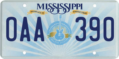 MS license plate OAA390