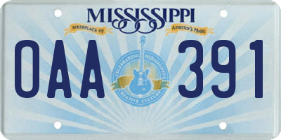 MS license plate OAA391