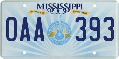 MS license plate OAA393