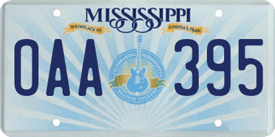 MS license plate OAA395