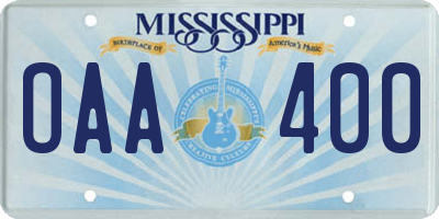 MS license plate OAA400