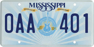 MS license plate OAA401