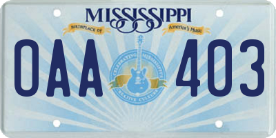 MS license plate OAA403