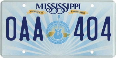 MS license plate OAA404
