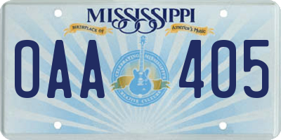MS license plate OAA405