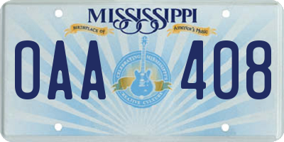 MS license plate OAA408