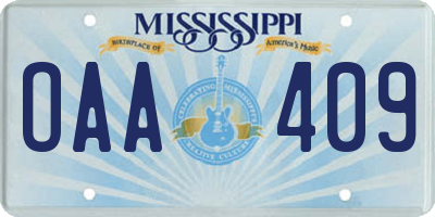 MS license plate OAA409