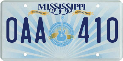 MS license plate OAA410