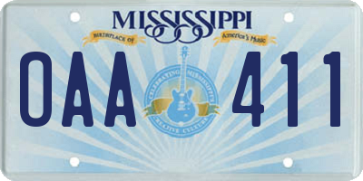 MS license plate OAA411