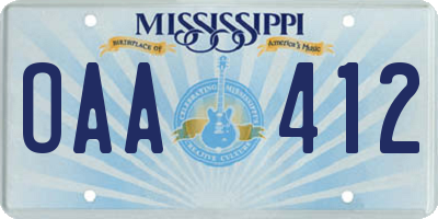 MS license plate OAA412