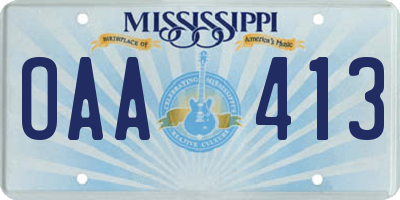 MS license plate OAA413